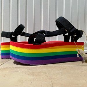 Black and Rainbow Platform ('Flatform') Tevas